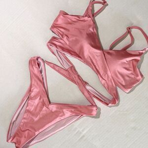 Victoria's Secret Swim Coral Pink Wrap High Leg Brazilian Bikini, M Summer Swim